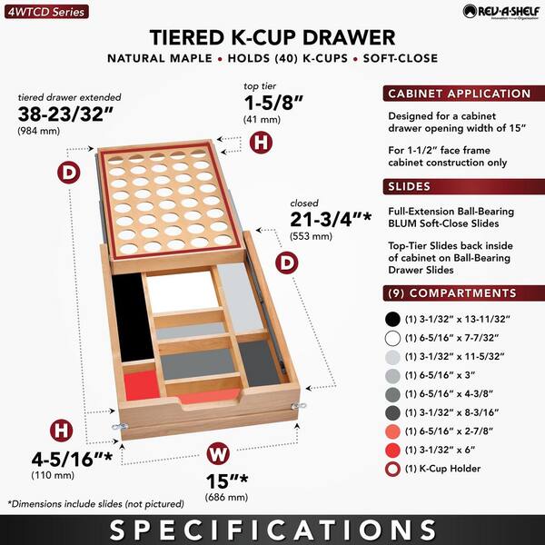 4 in. D x 5 in. H x 17.5 in. L Flatware Caddy with 3 Galvanized 4-Cups 4 in. D x 5 in. H x 17.5 in. L Flatware Caddy with 3 Galvanized 4-Cups
