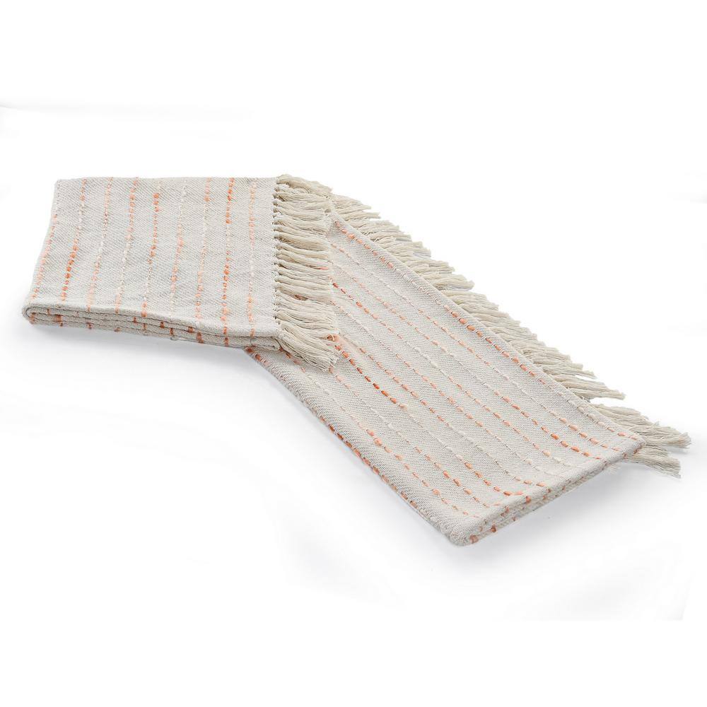 Handwoven Cotton Blend Striped Reversible Throw Blanket