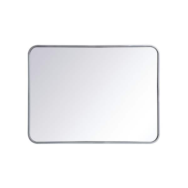 Unbranded Timeless Home 32 in. H x 24 in. W Silver Modern Soft Corner Rectangular Wall Mirror