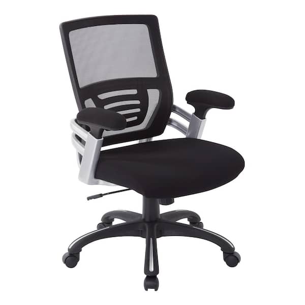 Office Star Products Black Faux Leather Manager's Chair with Mesh and Adjustable Arms EMH691763