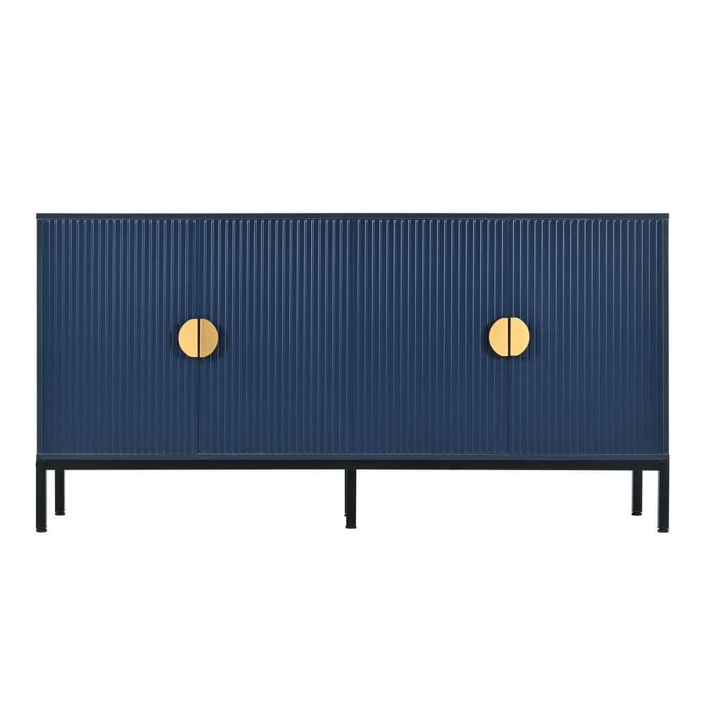 63 in. W x 15.7 in. D x 31.5 in. H Navy Blue Linen Cabinet with Sturdy Meta