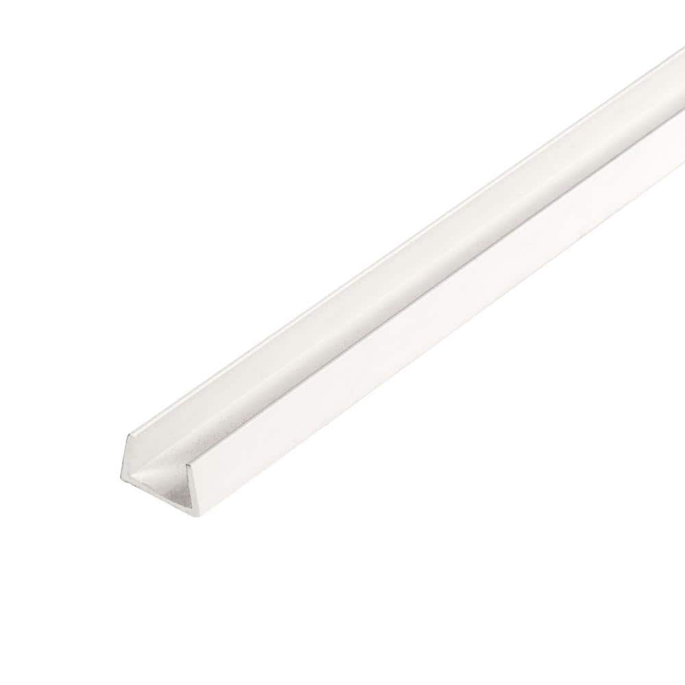 1/4 in. D x 3/8 in. W x 48 in. L White UV Stabilized Rigid PVC Plastic U-Ch