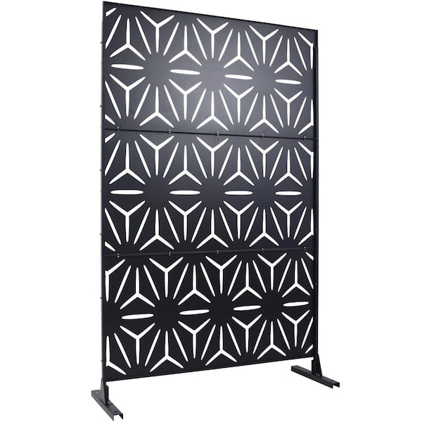 Outdoor and Indoor 6.3 ft. x 4 ft. Freestanding Decorative Privacy Fence Screen Black Metal for Garden Fence