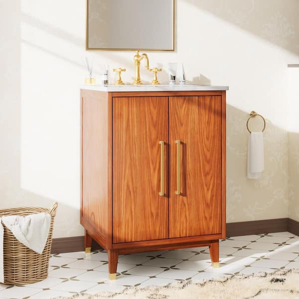 Warm Wood Finish 35 in. H Accent Cabinet Office Storage Cabinet with 2 Shelves and Drawer Organizer