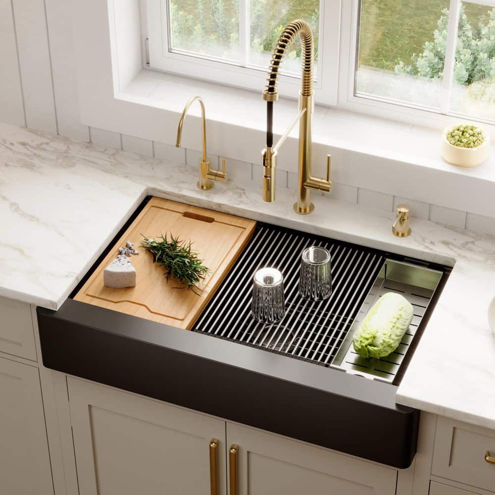 Karran QARWS- 740 Quartz/Granite 34 in. Single Bowl Retrofit