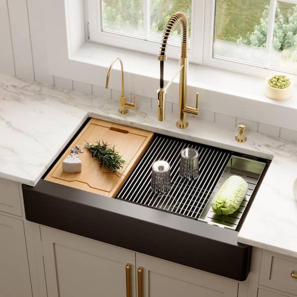 Karran QARWS- 740 Quartz/Granite 34 in. Single Bowl Retrofit