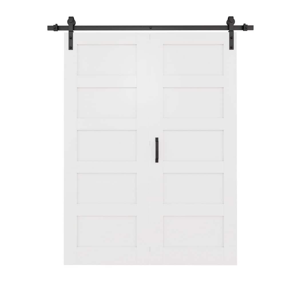 ARK DESIGN 60 in. x 80 in. 5-Panel Solid Core White Primed MDF Bifold ...