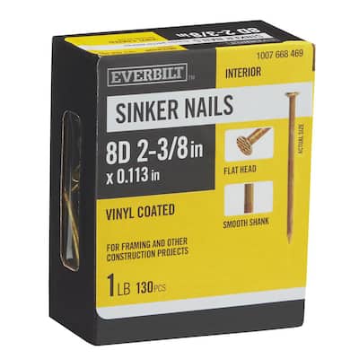 2-3/8 in. x 8D Vinyl Coated Sinker Non-Collated Framing Nails 1 lb. (130-Count)
