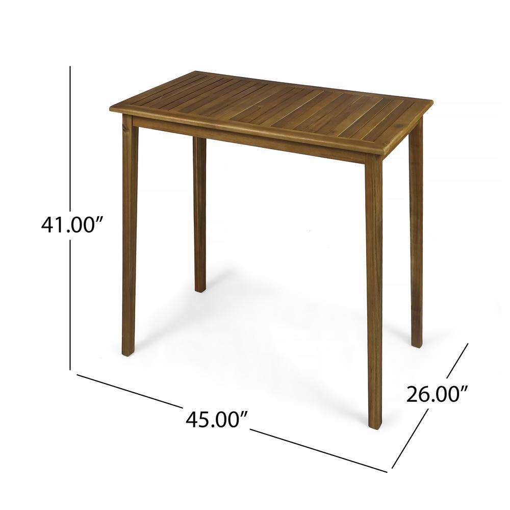 Polaris Teak Acacia Wood Outdoor Rectangle Bar Table