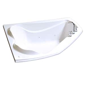 Cocoon 60 in. Acrylic End Drain Corner Drop-in Whirlpool Bathtub in White