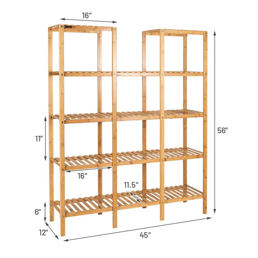 45" Natural Bamboo 4-Tier Outdoor Plant Display Shelf