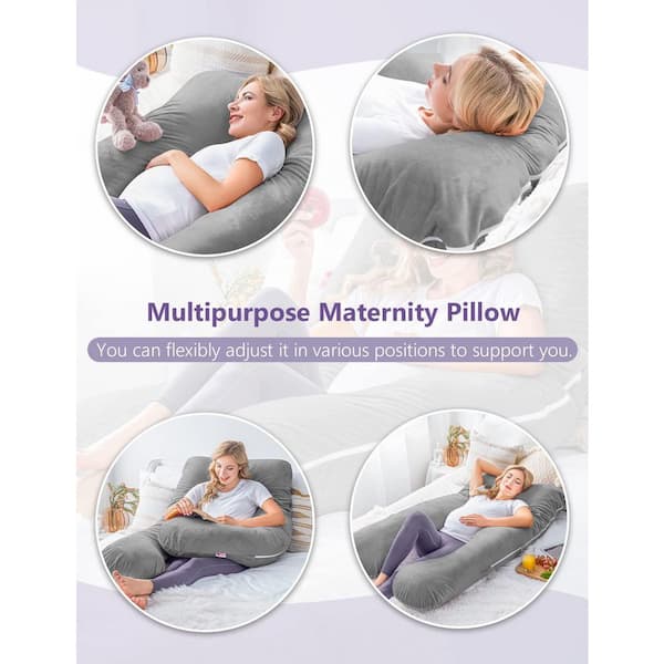 Angel Sar U Shaped Velvet Pregnancy Body Pillow with Zipper