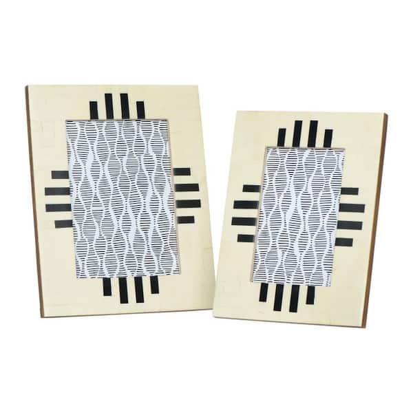 Storied Home Lines of Black on Cream Picture Frame (Set of 2)