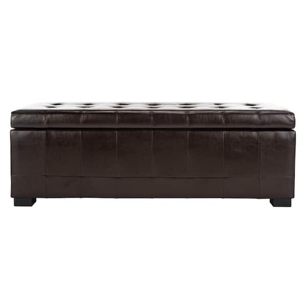 SAFAVIEH Angelina Brown Upholstered Storage Entryway Bench