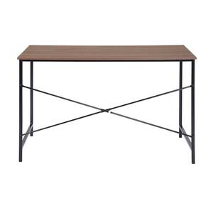 47.2 in. Rectangular Dark Brown Wood Home Office Writing Desk with Metal Frame