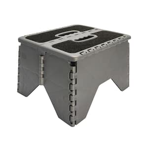 Plastic Folding Step Stool with Non-Skid - Silver