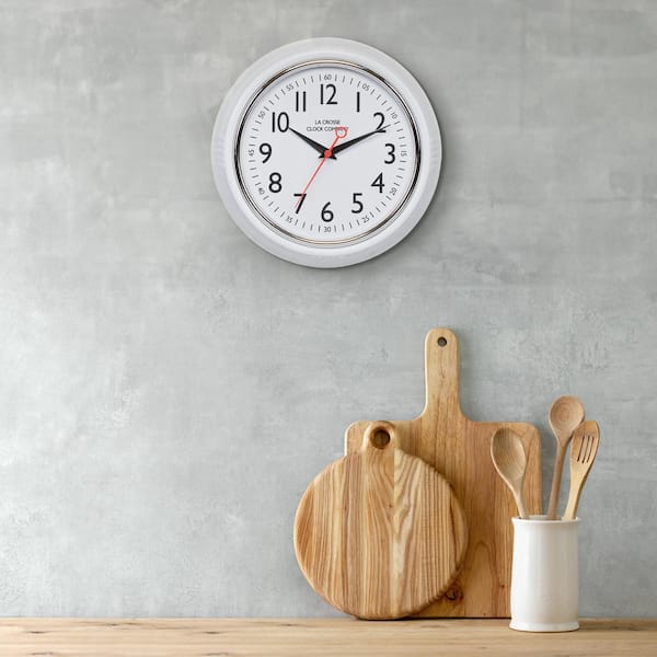 La Crosse Clock 9.61 in. Schoolhouse Analog Quartz Wall Clock 404