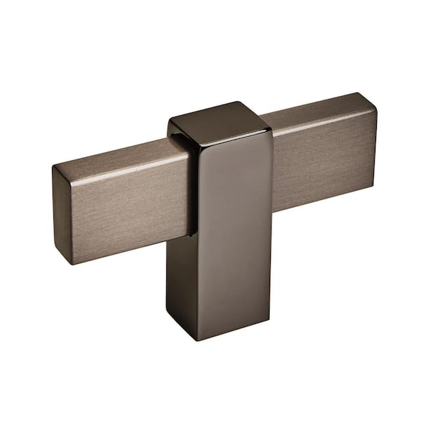 Amerock Mulino 2-3/8 in. (60mm) Modern Black Brushed Nickel/Black Nickel Bar Cabinet Knob