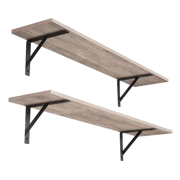 Unbranded 31.5 in. W x 7.9 in. D Greige Decorative Wall Shelf, (Set of 2)