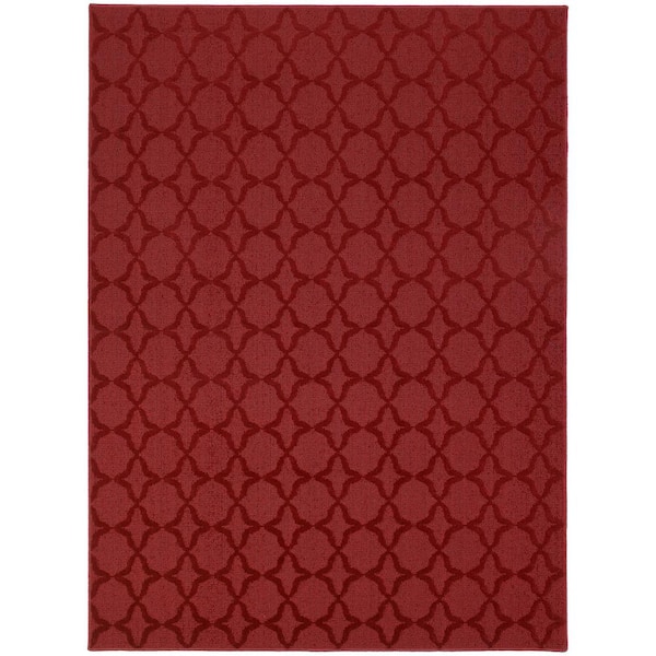 Garland Rug Sparta Chili Red 5 ft. x 8 ft. Casual Tuffted Solid Color Trellis Polypropylene Area Rug
