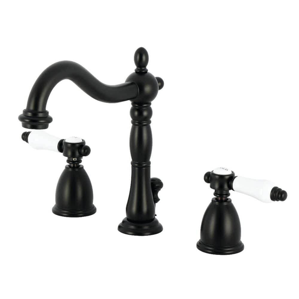 Bel-Air Deck Mount 2-Handle 8 in. Widespread Bathroom Sink Faucet with Pop-Up in Matte Black price history on PriceWatchPro