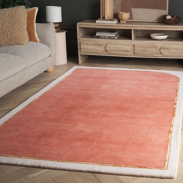 Fifth Avenue 6 ft. x 9 ft. Blush Pink Minimalist Solid Border Area Rug