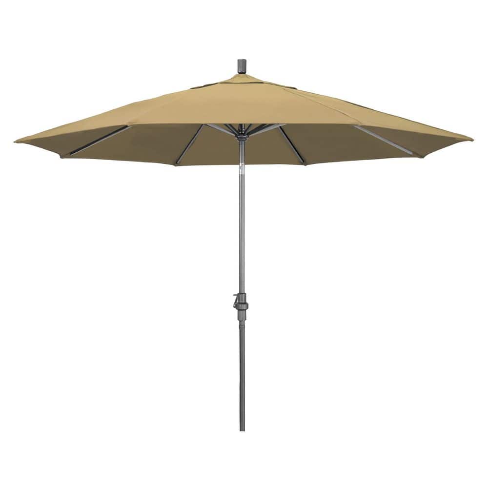 11 ft. Hammertone Grey Aluminum Market Patio Umbrella  Aluminum Ribs Collar Tilt Crank Lift in Champagne Olefin price history on PriceWatchPro