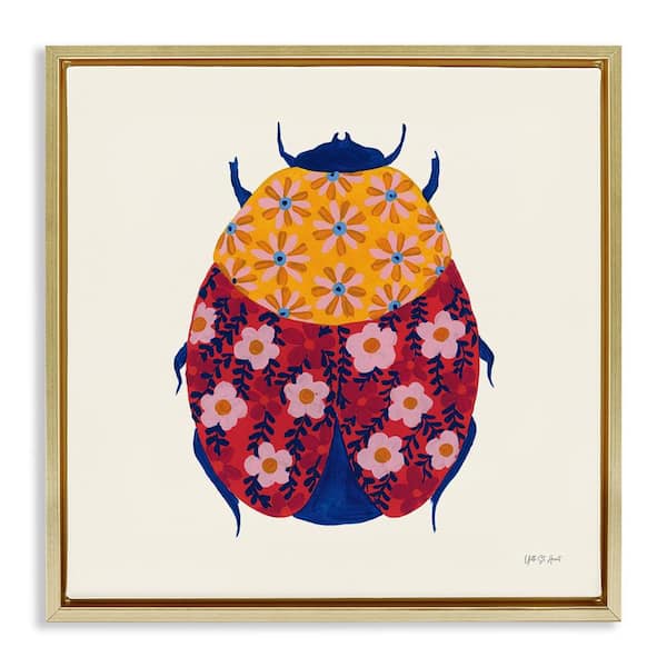 Stupell Industries Chromatic Blooming Beetle by Yvette St. Amant Gold Floater Frame Animal Graphic Art Print 25 in. x 25 in.