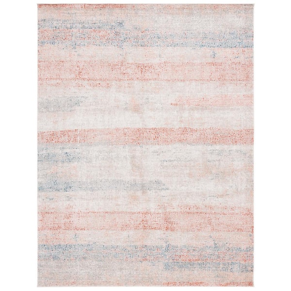 SAFAVIEH Madison Ivory/Blue Rust 2 ft. x 9 ft. Abstract Striped Runner Rug