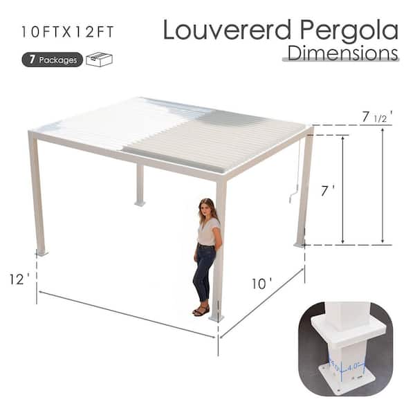 KOZYARD Elizabeth 12 ft. x 10 ft. Outdoor Grayish White Louvered