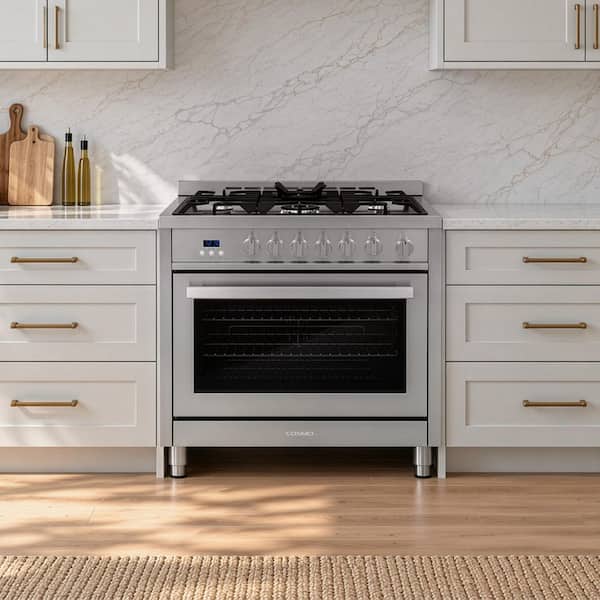 36 in. Nebula Collection 3.8 cu. ft. Gas Range, 5 Burners, Rapid Convection Oven, Cast Iron Grates in Stainless Steel