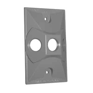 1-Gang Metal Weatherproof Electrical Lamp Holder Cover with (3) 1/2 inch Holes, Gray
