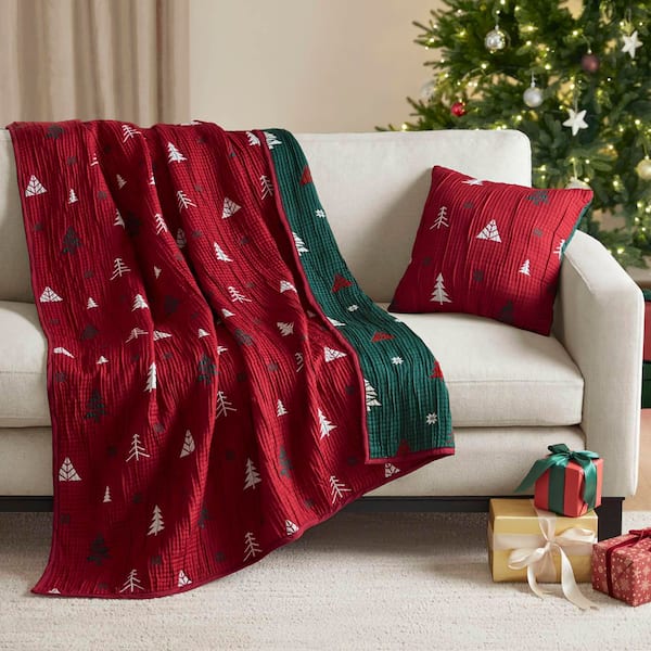 Madison Park Holly Red Polyester Throw Blanket Set of MP50-8814