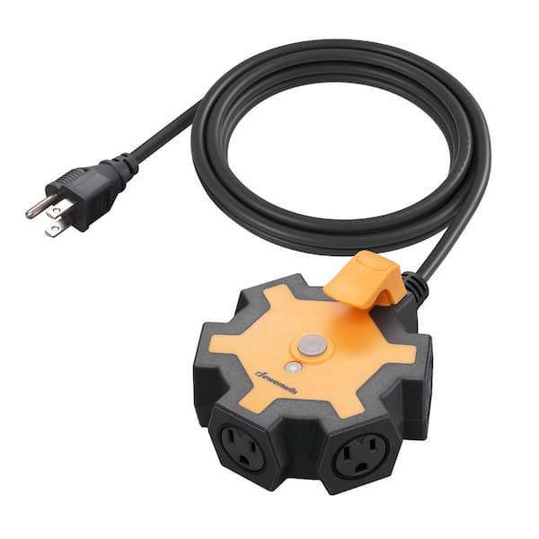 5-Outlet Industrial Heavy-Duty Power Strip with 6 ft. Extension Cord for Indoor Outdoor, Garage, Workshop