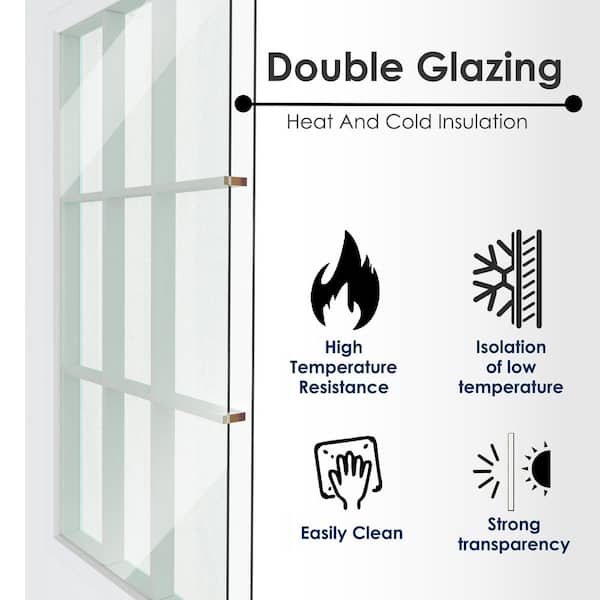 36 in. x 80 in. 1 Lite Clear Glass Primed Wood Exterior Door with Pet Door, Quick-Assembly Jamb Kit, Left-Hand Inswing