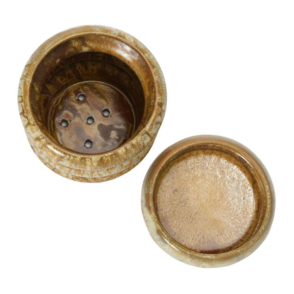 Butterscotch Reactive Glaze Stoneware Planter with Saucer