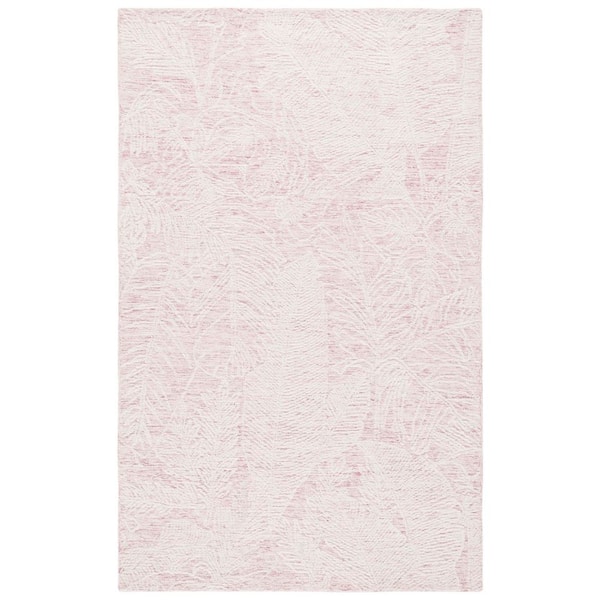 Metro 5 ft. x 8 ft. Pink/Ivory Distressed Floral Marle Area Rug