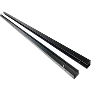 70 in. x 1-1/2 in. x 1-1/2 in. Black Powder Coated Aluminum Fence Channels Kit for 6 ft. High Industrial Fence