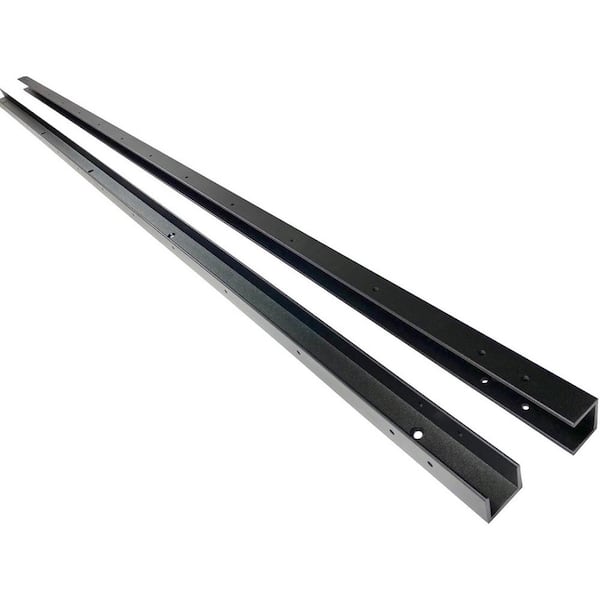 Slipfence 70 in. x 1-1/2 in. x 1-1/2 in. Black Powder Coated Aluminum Fence Channels Kit for 6 ft. High Industrial Fence