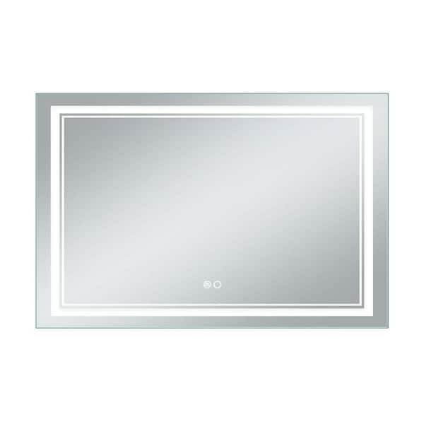 Unbranded 36 in. W x 28 in. H Rectangular Frameless Wall Mount LED Anti-Fog Bathroom Vanity Mirror