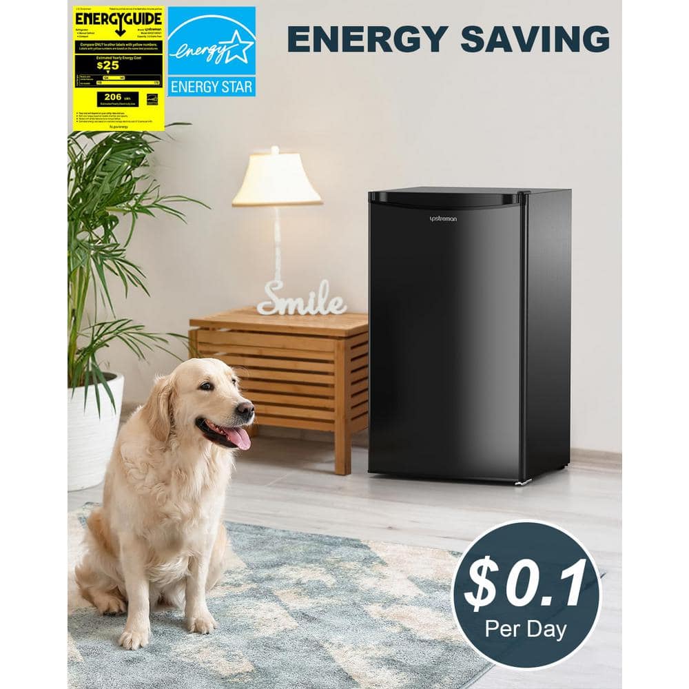 Glossy Black Compact Single Door Mini Refrigerator with Freezer