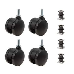2 in. Black Furniture Swivel Caster with 440 lbs. Load Rating for 3/4 in. Square, 16 up to 18 gauge tubing (4-Pack)