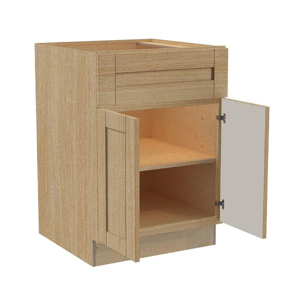 Washington 27 in. W x 24 in. D x 34.5 in. H Plywood Assembled Base in Vanguard Oak with 1-Shelf Soft Close