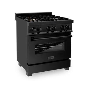 30'' 4.0 cu. ft. Dual Fuel Range with Gas Stove and Electric Oven in Black Stainless Steel (RAB-30)
