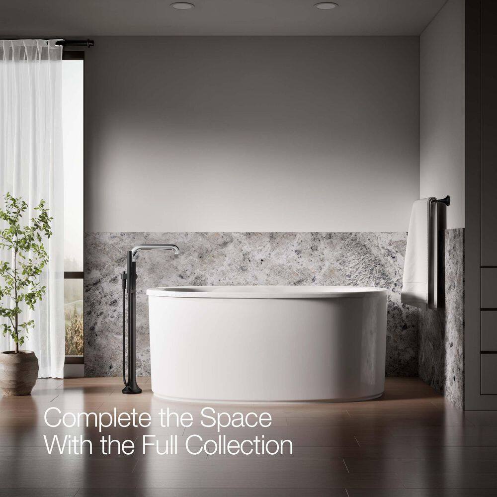 Tone Matte Black and Polished Chrome Freestanding Tub Faucet with Handshower