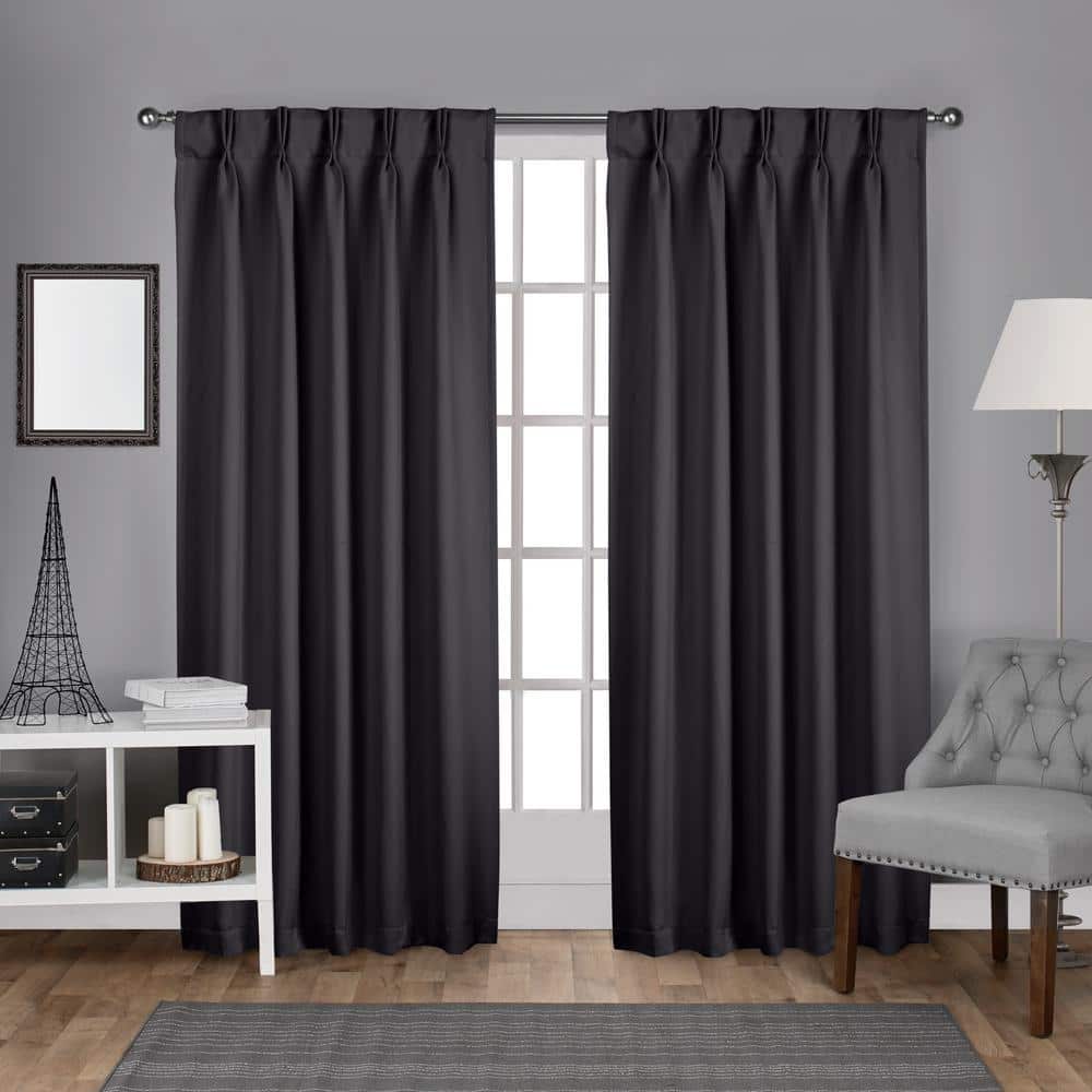 EXCLUSIVE HOME Sateen Charcoal Solid Woven Room Darkening Double