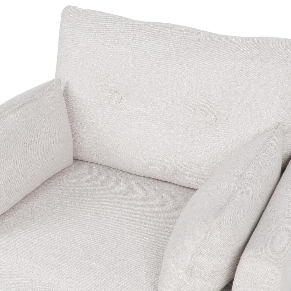 Beige and Walnut Mid-Century Modern Club Accent Chair