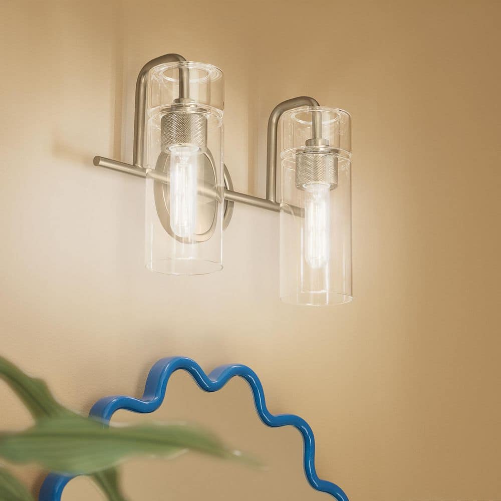 Niccol 14 in. 2-Light Vanity Light With Clear Glass in Champagne Bronze price history on PriceWatchPro