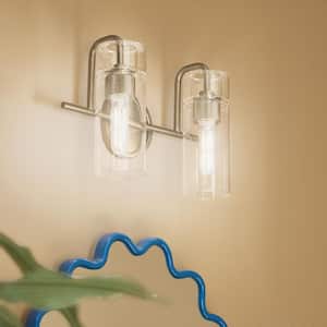 Niccol 14 in. 2-Light Vanity Light With Clear Glass in Champagne Bronze