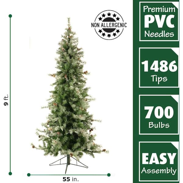9-ft. Pre-Lit Buffalo Fir Green Slim Artificial Artificial Christmas Tree, LED Lights
